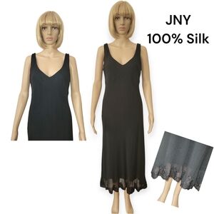 Jones New York Dress, 100% Silk Maxi Dress, 12, Black, EUC